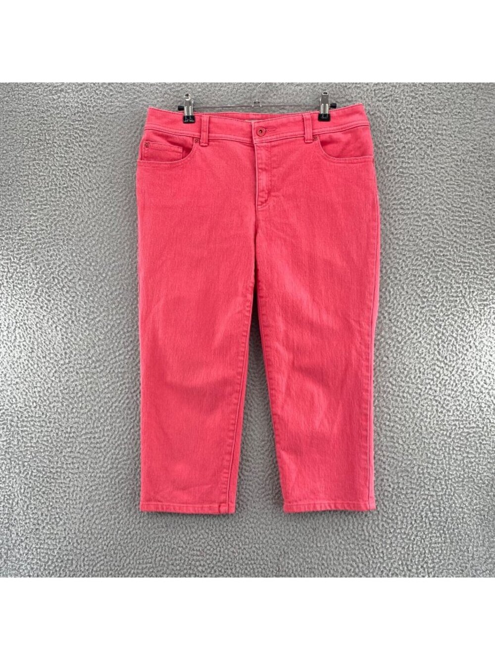 Chicos Jeans Womens 1 US 8 Pink Denim Stretch Crop Capri Pockets Casual Everyday